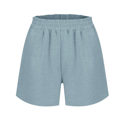 Plain Color Sports Shorts Casual Summer Comfortable And Soft Elastic High Waist Running Shorts With Pockets For Women