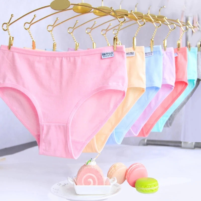 7Pcs Panties for Women Cotton Underwear Plus Size Sexy Briefs Girls Breathable Soft Lingerie Female Cute Solid Color Underpants.