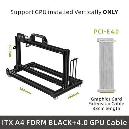 METALFISH ITX A4 Aluminum Open Frame Case, Vertical GPU, 240mm Cooler, Mini-ITX Compatible, DIY Gaming PC.
