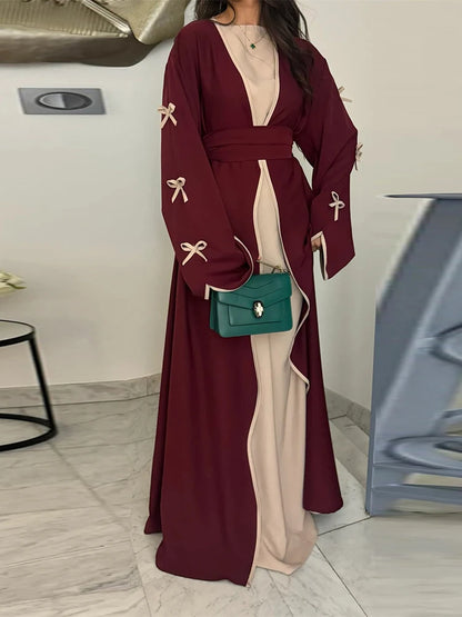 Ramadan Eid Open Butterfly Bow Kimono Abaya Damen Dubai Luxury Islam Muslim Modest Dress Women Kebaya Kaftan Robe Femme Musulman