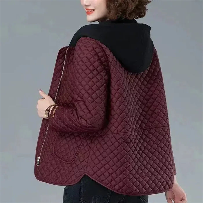 Mode Leichter Baumwolle Gefütterter Mantel Frauen 2025, Neue Herbst Winter Baumwolle Mantel Mit Kapuze Jacke Lose Beiläufige Plaid Parkas Outwear.