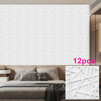 KUUJOJO 12pcs 3D textured wall panel for indoor wall decoration, suitable for living room, hall, bedroom, hotel, office