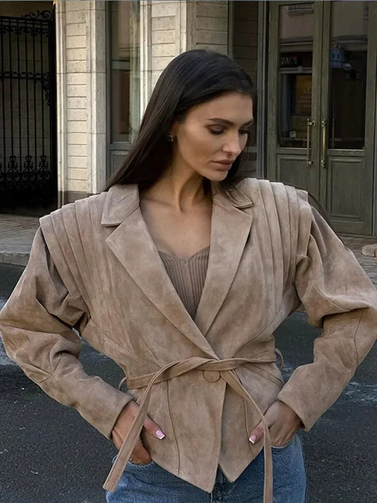 Retro-Jacke, modisch, Frühling und Herbst, lässig, lockere Tasche, langärmelig, trendig, cool, vielseitig, hochwertige Damen-Kurzjacke