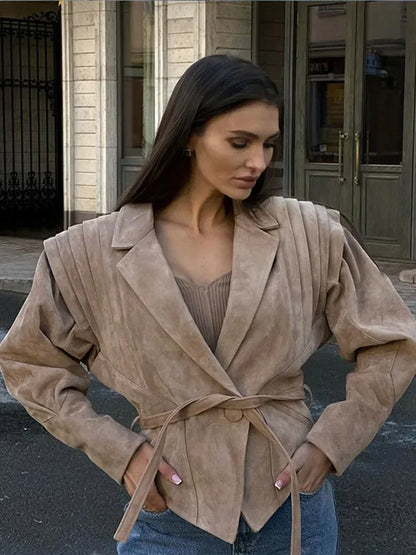 Retro-Jacke, modisch, Frühling und Herbst, lässig, lockere Tasche, langärmelig, trendig, cool, vielseitig, hochwertige Damen-Kurzjacke