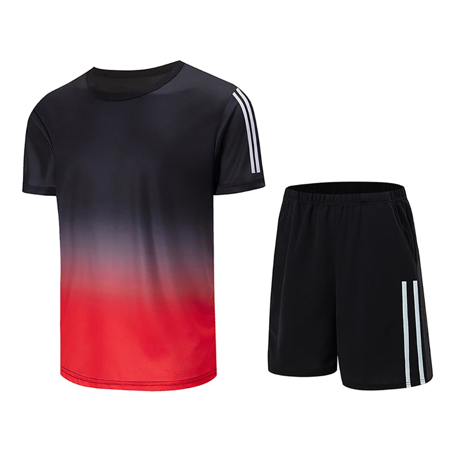 2pcs Summer Men's Quick drying Sports Suit Loose And Comfortable Round Neck Short Sleeved T-shirt Versatile Running Pocket Short.