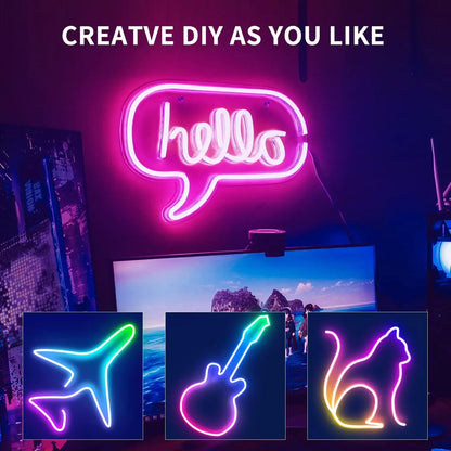 Neon Rope Lights,Flexible Led Rope Lights Control with App/Remote,Multiple Modes Rope Lights,IP65 Outdoor RGB Led Neon Lights Wa.