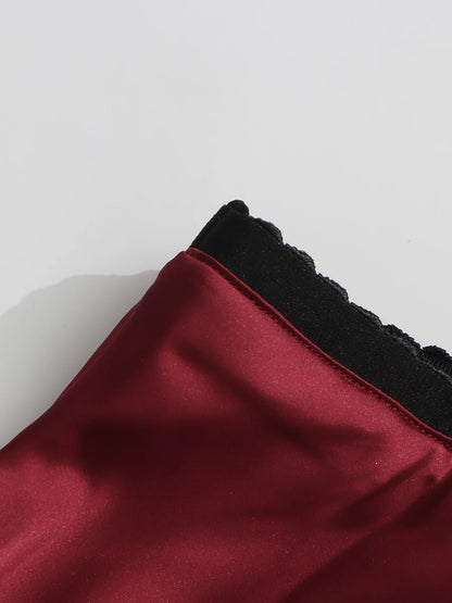 TWOTWINSTYLE Colorblock Slimming Fashion Midi Skirts for Women Patchwork Lace Temperament Skirt Female Elegant Clothing Style.