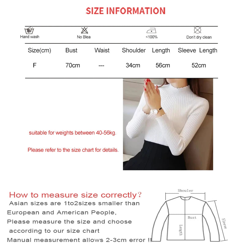 EVNISI Herbst Frauen Mock Neck Rüschen Pullover Langarm Gestrickte Bodenbildung Solide Pullover Streifen Frauen Casual Pullover Winter.