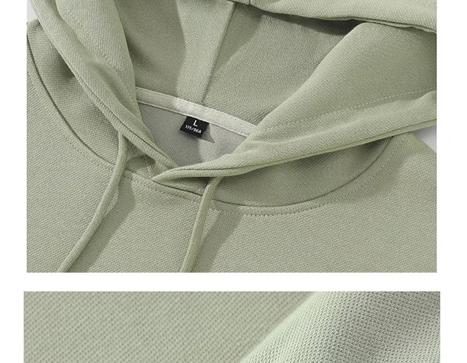 470G-570G HeavyWeight Cotton New Autumn Casual Men's Top Solid Color Loose Pullover Hoodies Sweatshirt Long-Sleeve Men Clothing