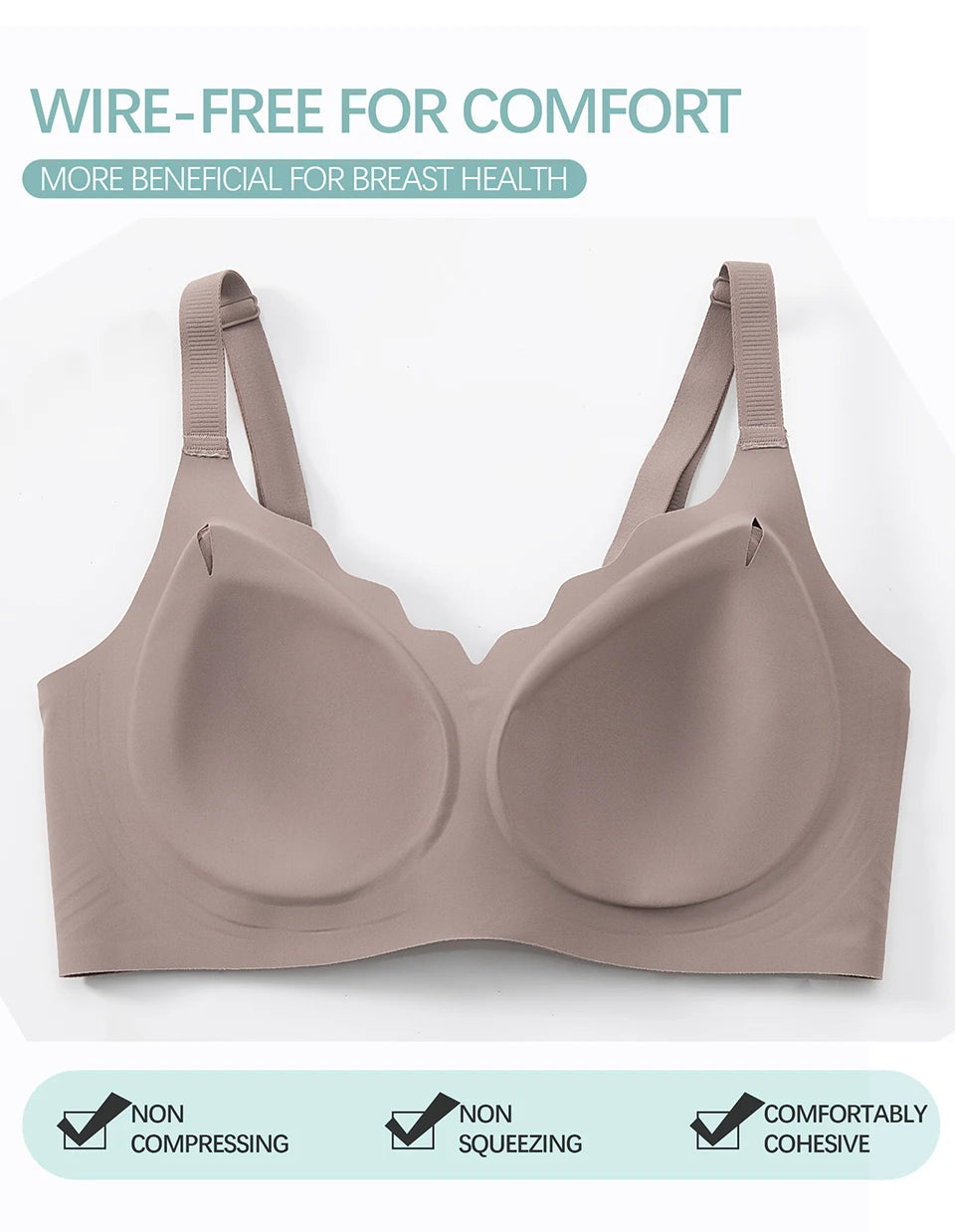 Women's Push Up Soft Bra Removable Padded Non Wired Bra Comfort Seamless Full Coverage Everyday Bra Underwear For Women.