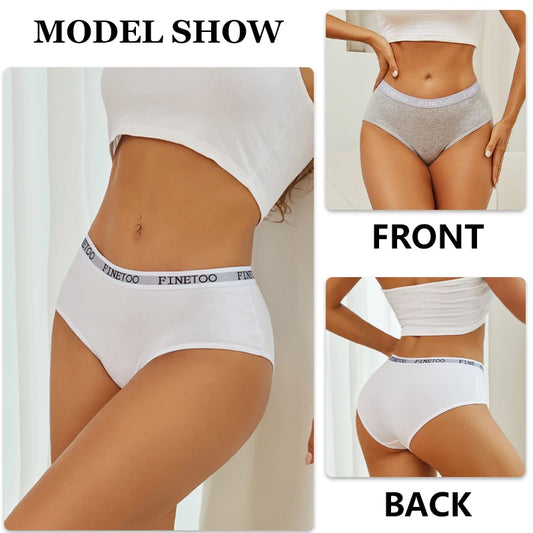 FINETOO 3Pcs Cotton Letter Belt Underwear Women's Panties Sexy Breathable Low Waist Briefs Female Stretch Comfortable Lingerie.