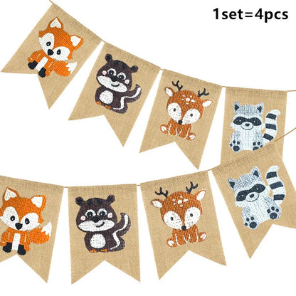 Woodland Tier Dschungel Wald DIY Party Dekoration Teller Tasse Tischdecke Geburtstag Party Baby Dusche Kinder Geburtstag Party Supplies.