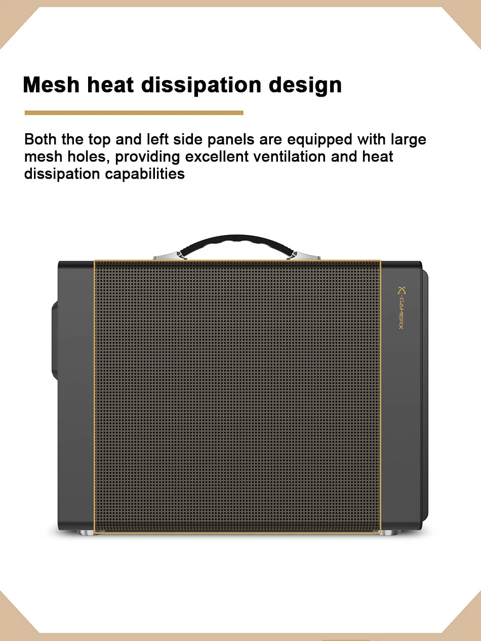 Power Train P40 MATX Mesh Case Handheld DIY Mini Compact ITX Type-c Desktop Game Computer Chassis Supports 350mm Graphics Card.