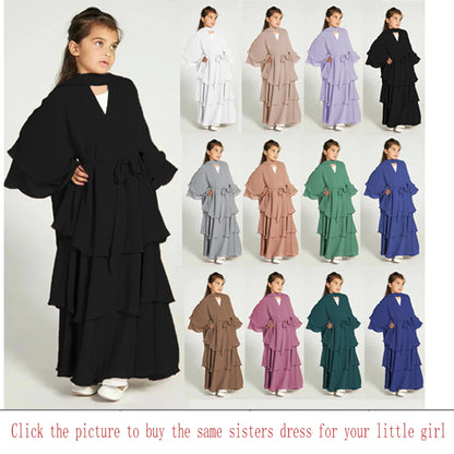 Summer Open Chiffon Khimar Kimono Abaya Dubai Luxury 2024 Muslim Sets Modest Kaftan Hijab Dresses For Women Islam Kebaya Damen.