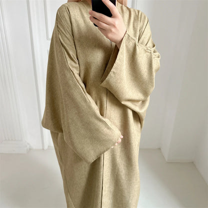 Eid Open Solid Color Batwing Abaya Dubai 2024 Modest Kimono Muslim Kaftan Dresses Abayas for Women Islam Kebaya Caftan Femmes.