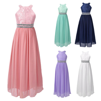 Iiniim Teen Mädchen Ärmellose Pailletten Floral Spitze Glänzenden Kleid Vestido de festa für Hochzeit Formale Geburtstag Party Sommer Kleider.