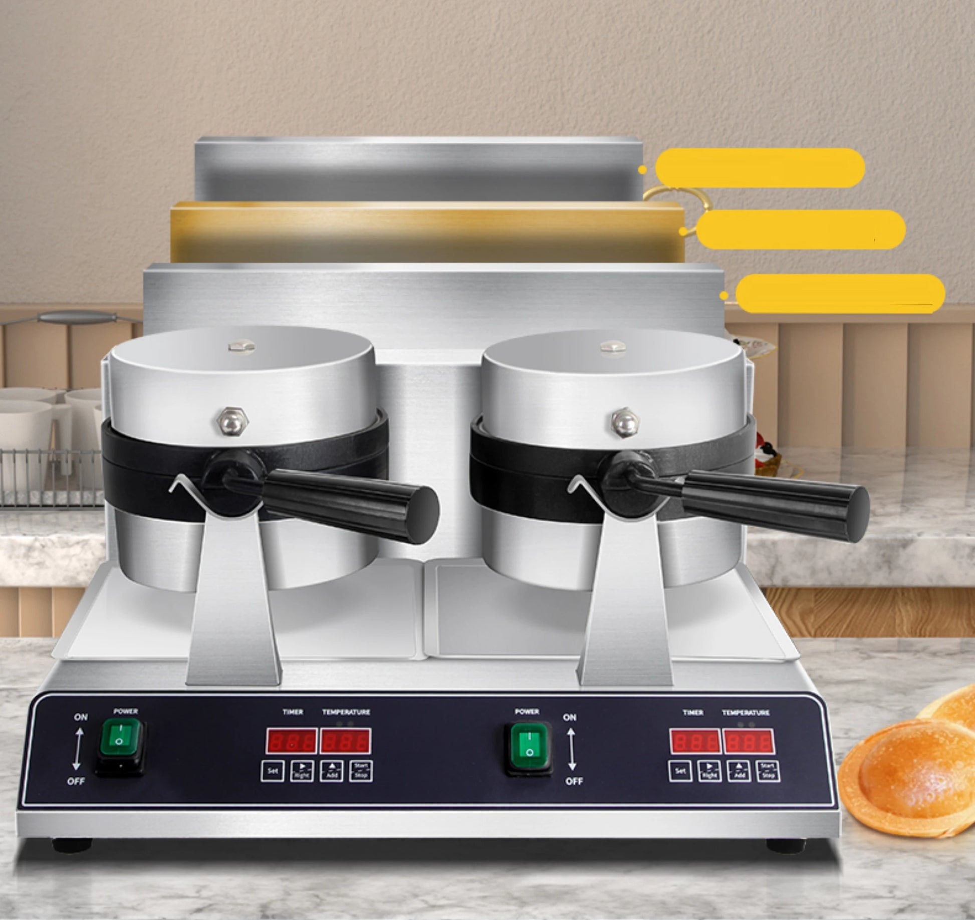 Digital Display Double-Headed UFO Burger Waffle Donut Machine Stainless Steel Hot Sale Electric Ice Cream Waffles Burger Maker.