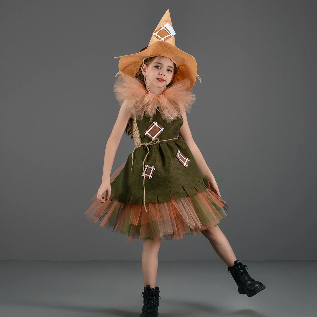 Kinder Mädchen Halloween Kostüm Zauberer von Oz Vogelscheuche Zinn Mann Löwe Hexe Prinzessin Tutu Kleid Rollenspiel Party Bühne Kleid Outfit.