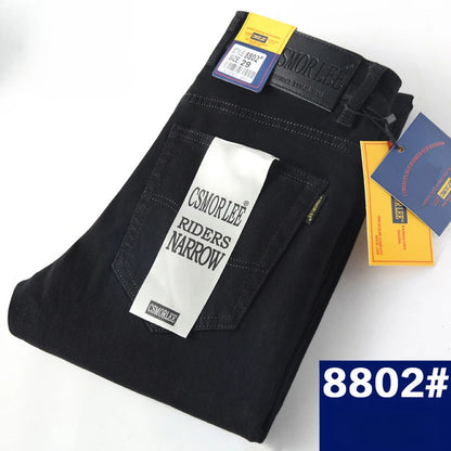 Csmor Lee Men's Jean Autumn Winter Loose-fit Straight-leg Trendy Pants Casual Denim Trousers Men Classic Stretch Jeans Fashion.