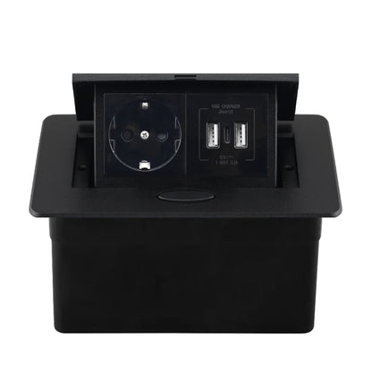 Tischsteckdose EU-Steckdose mit USB-Typ-C-Buchse im Theke Pop-Up-Buchse Desktop-Buchse Aluminiumabdeckung verdeckte Steckdose.