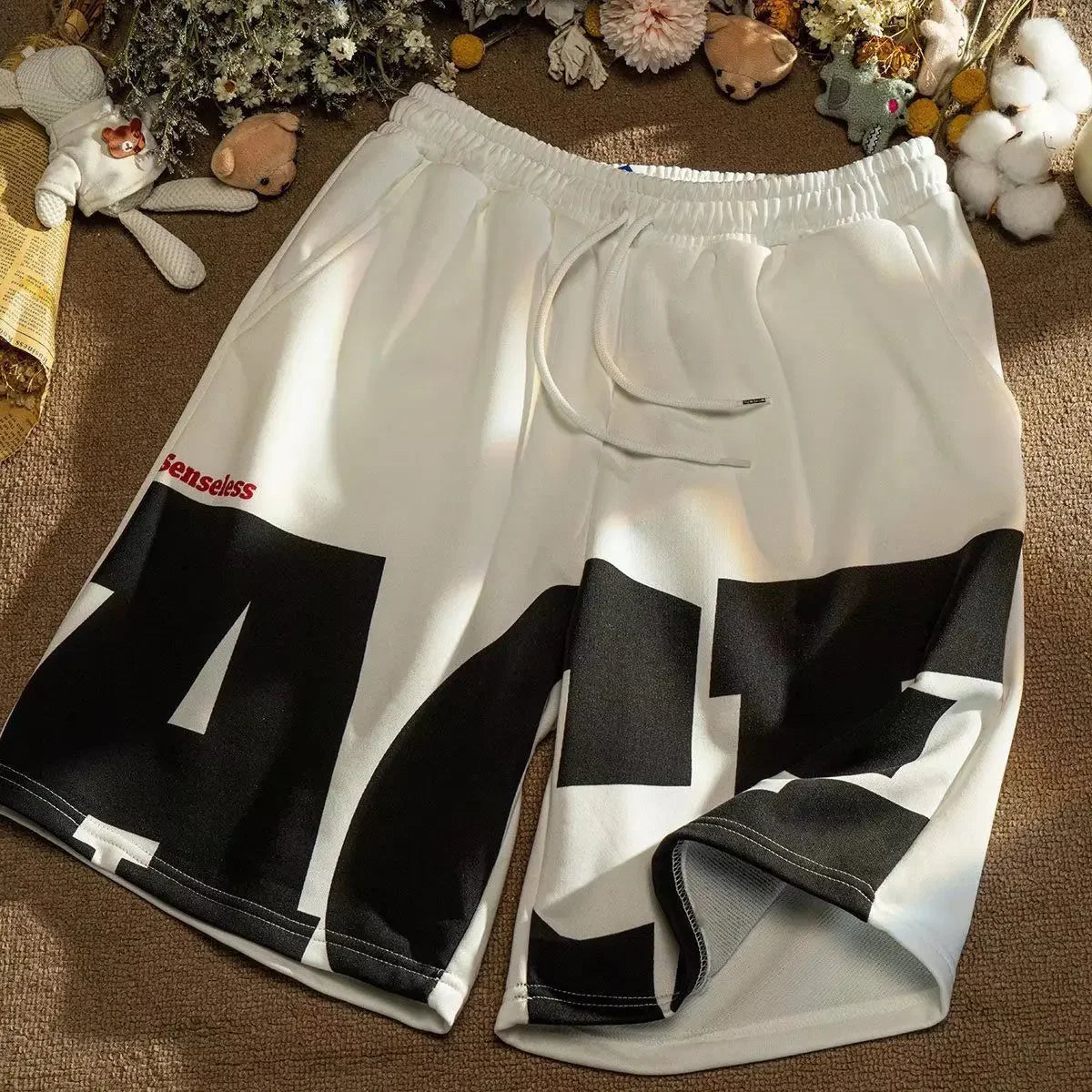 Sommer Casual männer Shorts Ins Trendy Marke Amerikanischen Stil Gespleißt Mittlere Taille Gerade Bein Lose Fit Breite Bein Minute Jogginghose.