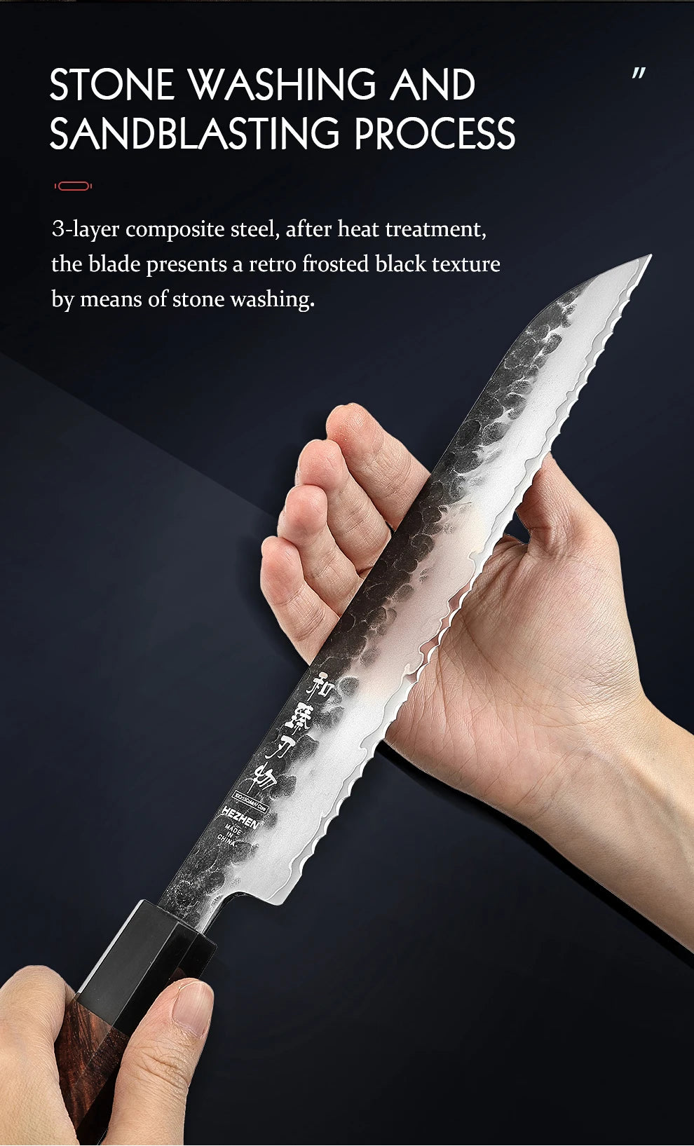 HEZHEN 1PC-5PC Kitchen Knife Set Chef Utility Stainless Steel 3 Layers Composite Steel Santoku Nakiri Kitchen Accessories.