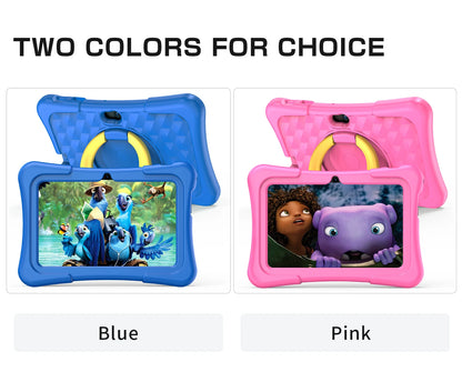 PRITOM Tablet for Kids 7 Inch Android 11 32 GB WiFi Bluetooth Dual Camera Educational Software Installed with Proof Case.