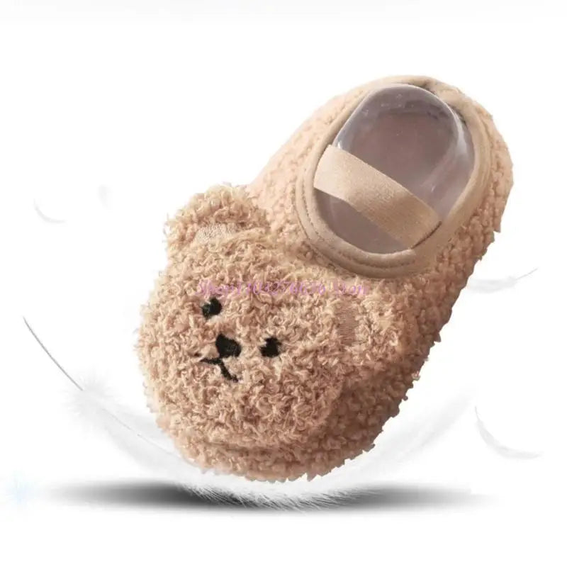 R6FD Warm Winter Baby Slippers Toddler Plush Floor Sock Shoes Anti-slip Walking Shoes