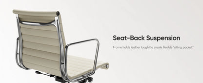 Weiße Drehstühle aus echtem Leder mit mittlerer Rückenlehne, ergonomischer Bürostuhl, verstellbarer drehbarer Gaming-Stuhl aus Leder, gerippter Bürostuhl