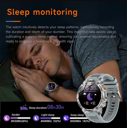 LIGE 2025 New For HUAWEI Xiaomi 1000mah AMOLED Smart Watch Men Sports Fitness LED Flashlight 3ATM Waterproof BT Call Smartwatch.