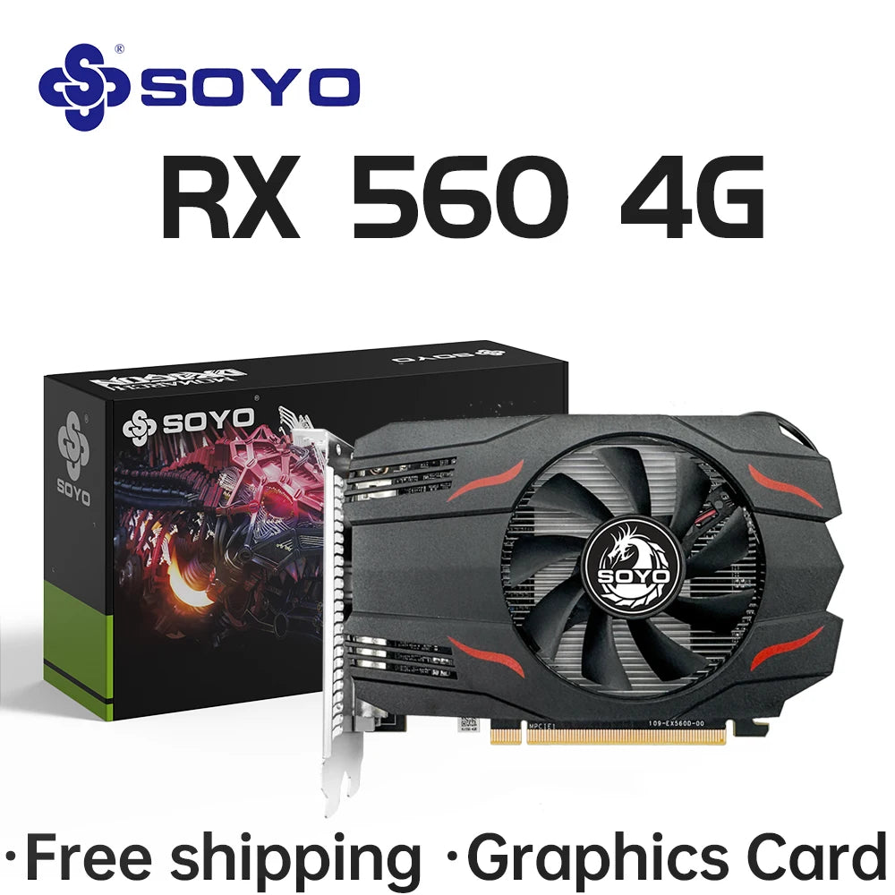 SOYO AMD Radeon RX550 4GB GPU GDDR5 14nm For Desktop PC Games Video RX560 Graphics Card 128bit  RX 550 Computer Components.