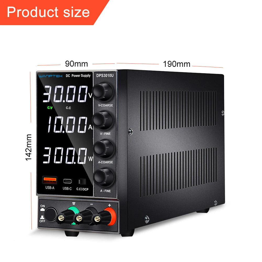 Wanptek Adjustable DC Power Supply 30V 10A LED Lab Bench Power Source Stabilized Switch Power Supply Voltage Regulator 60V 5A