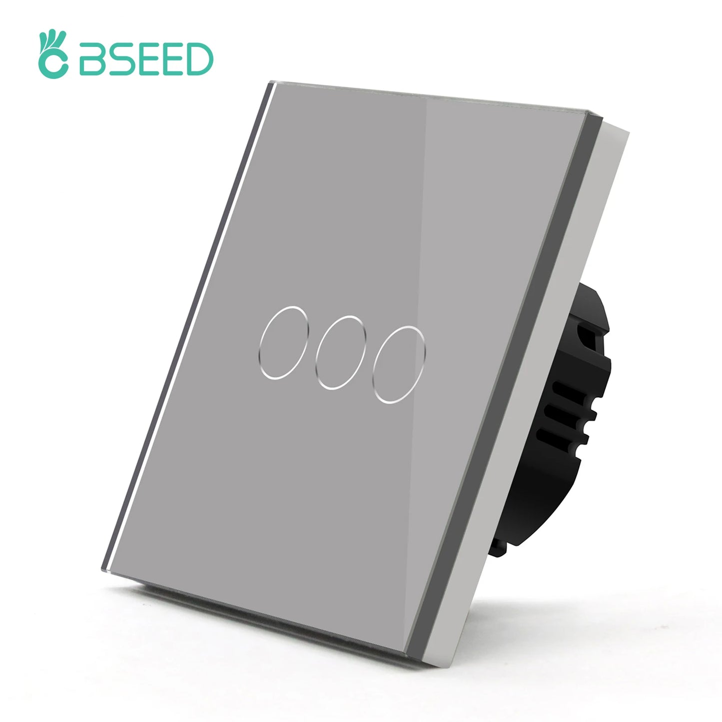 Bseed EU-Standard 1/2/3 Gang Licht-Touch-Schalter Home Wandschalter Graues Glas Sensorschalter Typ-C USB-Stromladebuchsen.