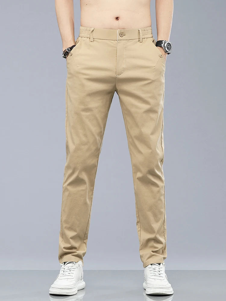 Marke Kleidung männer Casual Hosen 98% Baumwolle Dünne Business Gerade Slim Fit Klassische Hosen Stretch Frühling Sommer Männliche Hosen.