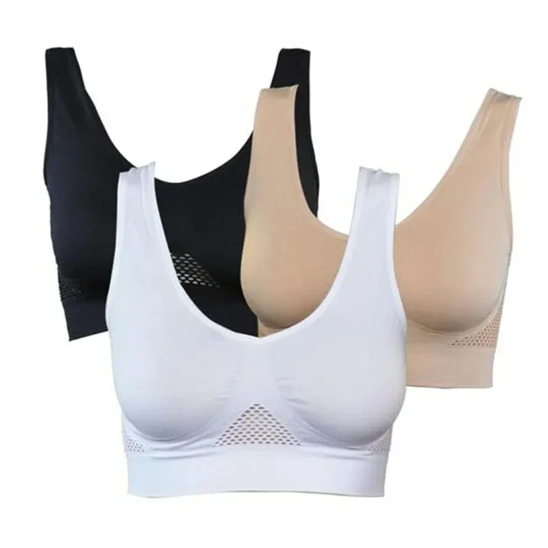 Breathable Sports Bra Top Fitness Women Brassiere Removable Padded Sport Bra Running Gym Seamless Push Up Bras.
