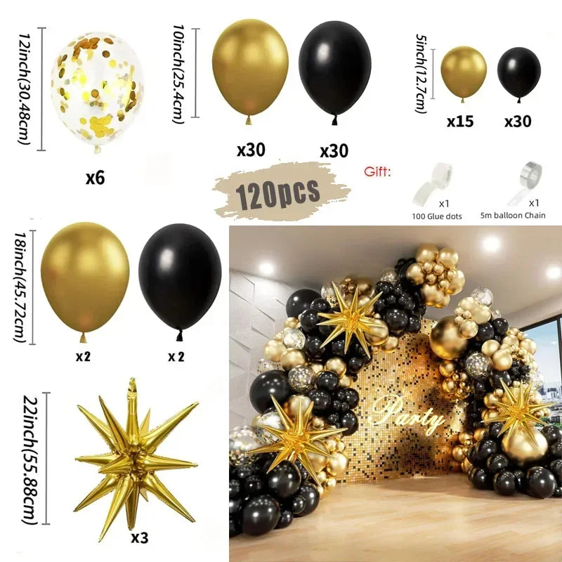 Weiße und goldene Luftballons, Girlandenbogen-Set mit Starburst-Folienballon für Hochzeit, Jahrestag, Geburtstag, Party, Dekoration