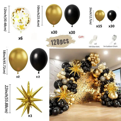 Weiße und goldene Luftballons, Girlandenbogen-Set mit Starburst-Folienballon für Hochzeit, Jahrestag, Geburtstag, Party, Dekoration
