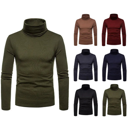 2023 new Sweater Men Solid Color Turtleneck Pullovers Pull Homme Men's cold Blouse Winter Long Sleeve T Shirts.