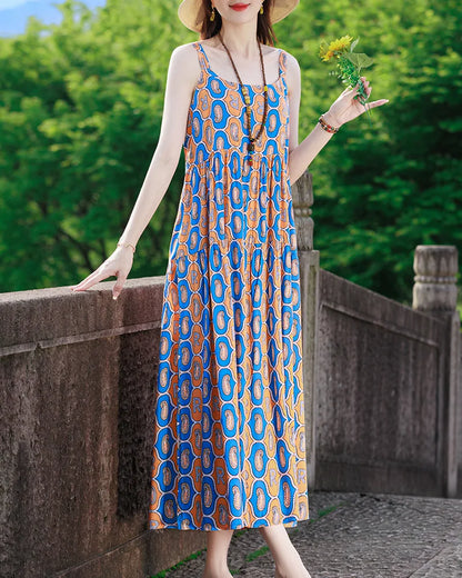 Neue Mode Lässig 2025, Sommer Elegante Kleider Für Frauen Oansatz Druck Vintage Ärmelloses Kleid Lose Frauen Kleidung