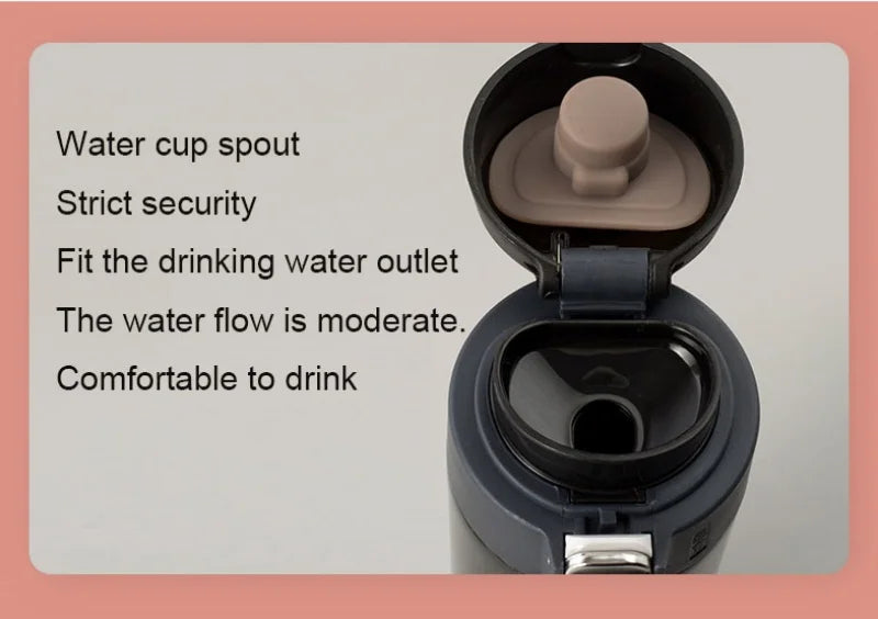 Students Go To School Thermos Cup Creative Bullet Cover Direct Drinking Water Cup Simple Solid Color Durable and Practical.