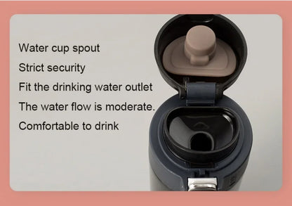 Students Go To School Thermos Cup Creative Bullet Cover Direct Drinking Water Cup Simple Solid Color Durable and Practical.