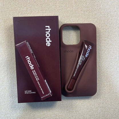 With Lip Gloss Full Set Case for IPhone 17/16/15/14/15/14/13/12/11Pro Max Plus Air Lipstick Silicone Toast Espresso Ribbon Box