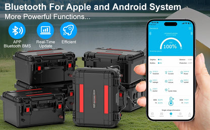 New12V100Ah LiFePo4 Battery 120AH 150AH200AH 12v Rechargeable Lithium Battery Pack300A With Bluetooth BMS for Comping Solar Boat.