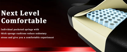 Ergonomischer Gaming-Stuhl, Taschenfederkissen und ausziehbare Fußstütze, hochwertiger, atmungsaktiver Computerstuhl aus PU-Leder für Erwachsene