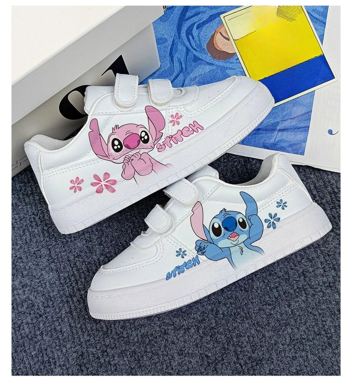 Disney kids cartoon Stitch princess cute Casual shoes non-slip soft bottom sports shoes for child gift.
