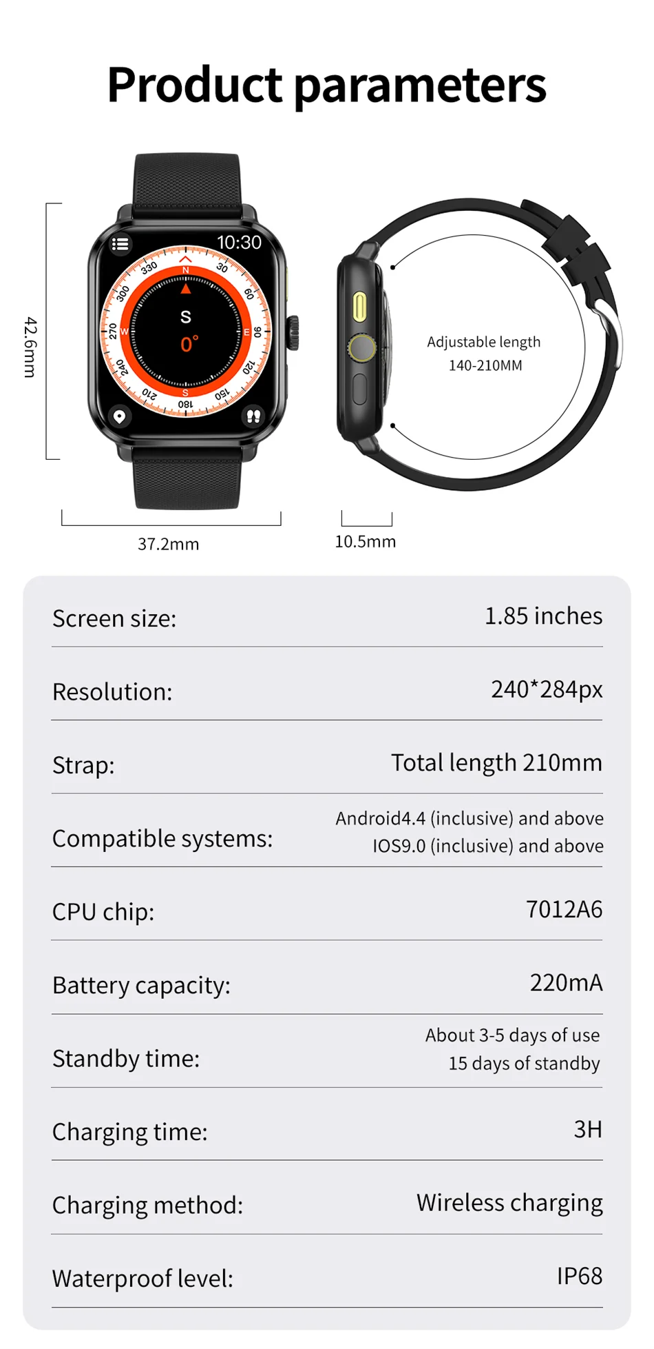 Smart Watch Women Man 1.85" HD Screen GPS Sport trajectory Heart Rate Health Watches Blood oxygen Men Smartwatch For Android IOS.