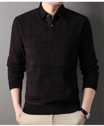 Winter Men Fleece Sweater Thickened Pullover Shirt Collar Sweaters Velvet Clothing Autumn Winter Jumpers Fashion Knitwear.