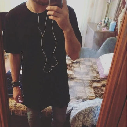 2025 Brand Men's Cotton Clothing White Long T Shirt Hip Hop Men T-Shirt Extra Long Length Man Tops Tee Long Line Tshirt For Male