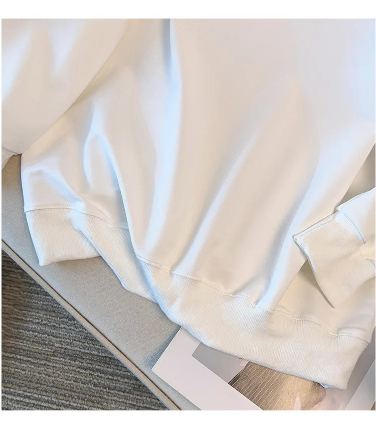 175kg plus size Damen büste Frühling Herbst lose besticktes Sweatshirt schwarz weiß groß 5xl 6xl 7xl 8xl 9xl.