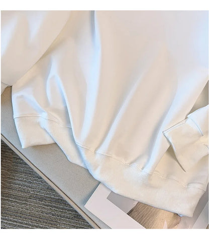 175kg plus size Damen büste Frühling Herbst lose besticktes Sweatshirt schwarz weiß groß 5xl 6xl 7xl 8xl 9xl.